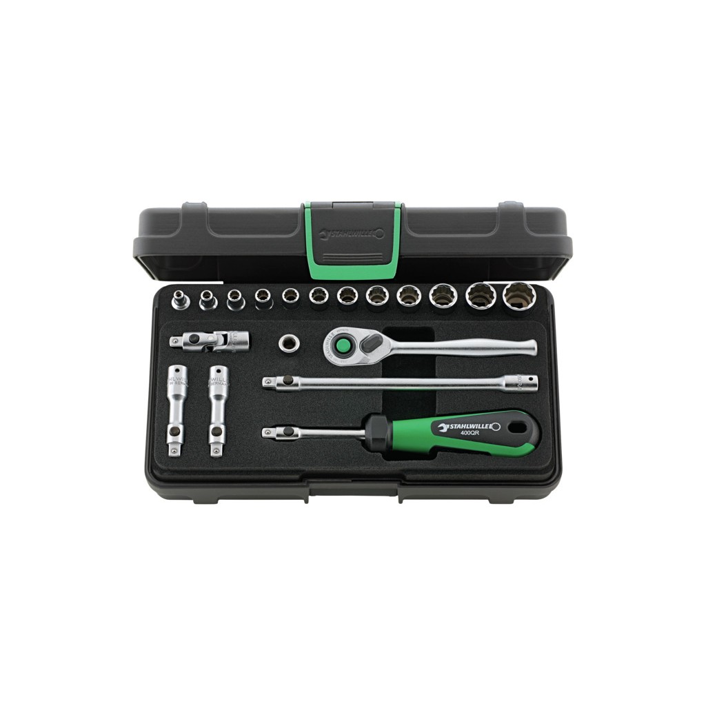 40AD/12/7QR Assortimento di 19 utensili da ¼”, misure in pollici