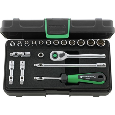 40AD/12/7QR Assortimento di 19 utensili da ¼”, misure in pollici