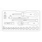 40/13/6 Assortimento di 19 utensili da ¼”