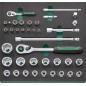 TCS 1 821/38 Assortimento cricchetti e bussole ¼” e ½”