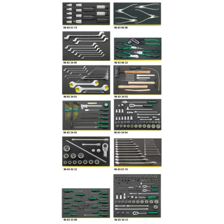 3022 TCS Assortimento 262 utensili da officina per autocarri Mercedes Benz